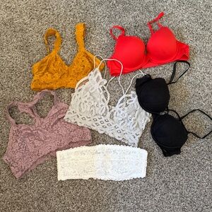 Set of 6 Bras and Bralettes (Sizes 36B and Medium)